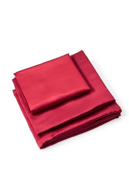 Saf İpek Nevresim Takımı-Çift Kişilik (Şarap Kızılı)