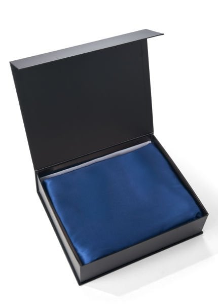 Saf İpek Nevresim Takımı-Tek Kişilik (Gece Mavisi)