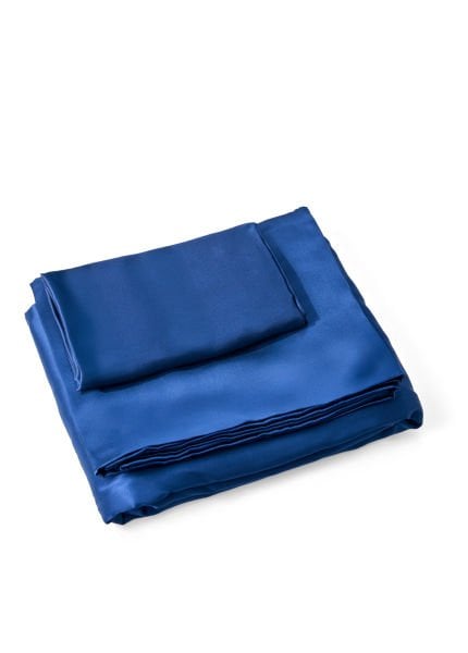 Saf İpek Nevresim Takımı-Tek Kişilik (Gece Mavisi)