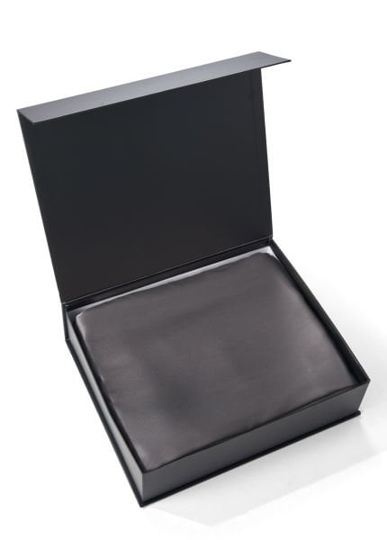 Saf İpek Nevresim Takımı-Tek Kişilik (Koyu Gri)