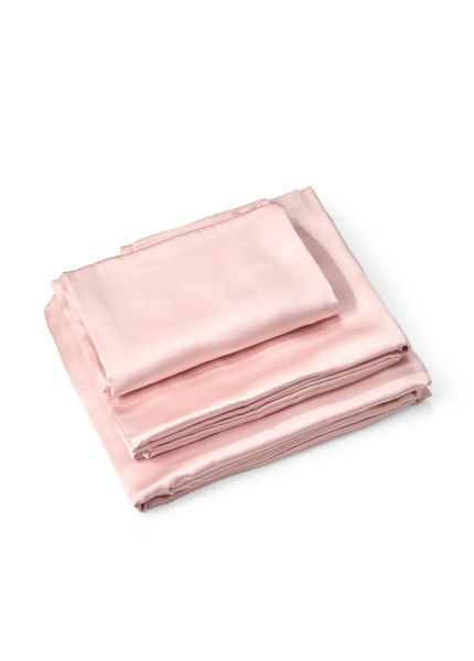 Saf İpek Nevresim Takımı-Çift Kişilik (Açık Pembe)